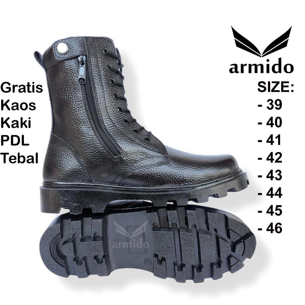 SHN.18Oc22ᵂ ‑ SEPATU PDL KULIT ASLI MOTIF KULIT JERUK RESLETING / SEPATU PDL TNI POLRI SECURITY LINM