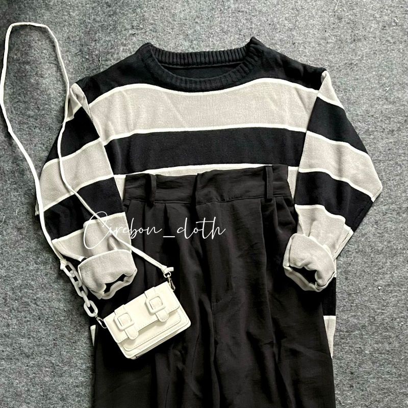 ONE SET SWEATER KEILA (Cirebon Cloth)-Keila + Kait Black