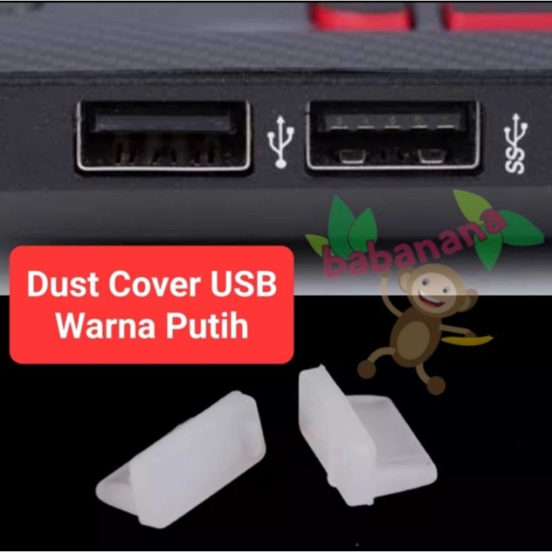 Dust Cover USB plug penutup anti debu Socket external monitor putih