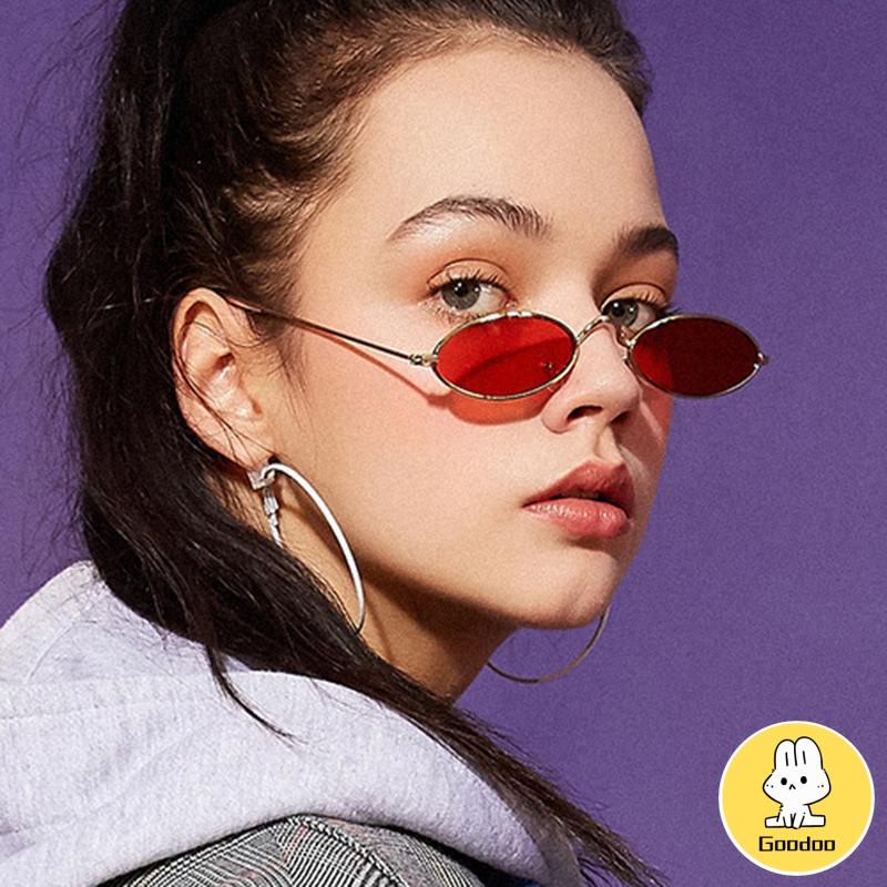 【Grosir】COD Kacamata Hitam Frame Metal Kecil Gaya Vintage untuk Wanita -Doo
