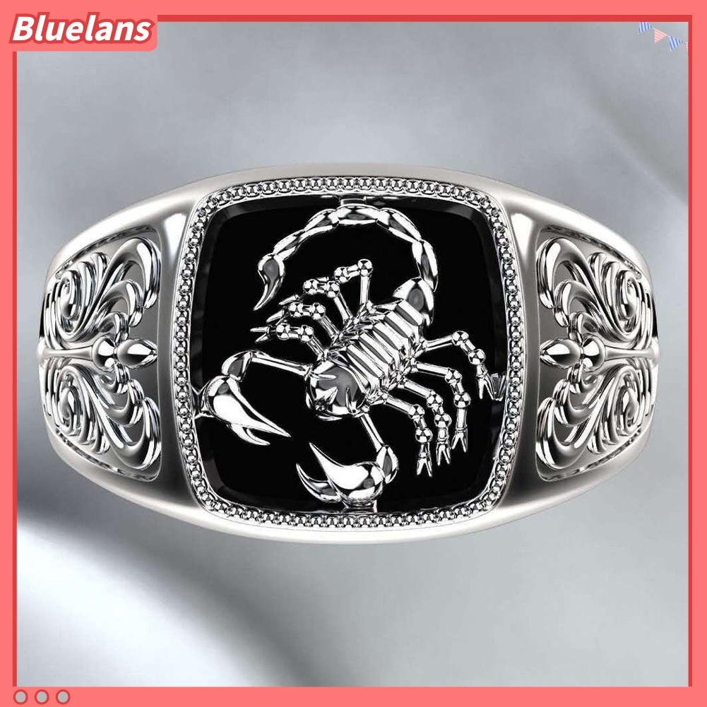 Bluelans Men Scorpion Engraved Alloy Wide Finger Ring Birthday Club Party Jewelry Gift