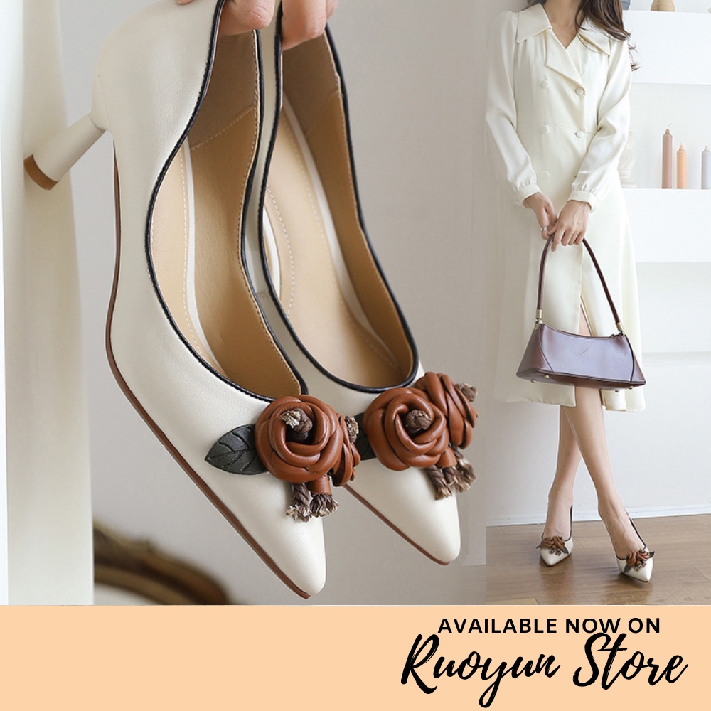 RYS - Velvet Rosie Sepatu Slip-On Hak Wanita Fashion Casual / Pesta - Ori Import