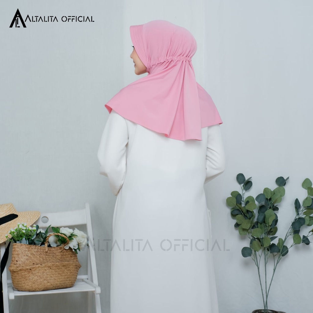 Altalita - Kerudung Bergo Instan Serut Jokowi Menutup Dada pet Antem Polos Bahan Jersey Premium Cocok untuk Sekolah Olahraga Volly Futsal Senam dan Sehari-hari