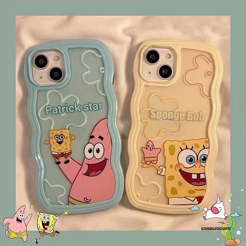 Couple Case Realme C33 C55 C30 C53 10 8 8i 9 Pro+9i 7 7i C21Y C12 C35 C25Y C25s C25 C20 C15 C20A C3 5i 6i C20A C11 5 5s C1 Kartun SpongeBob Patrick Star Wavy Edge Soft Cover