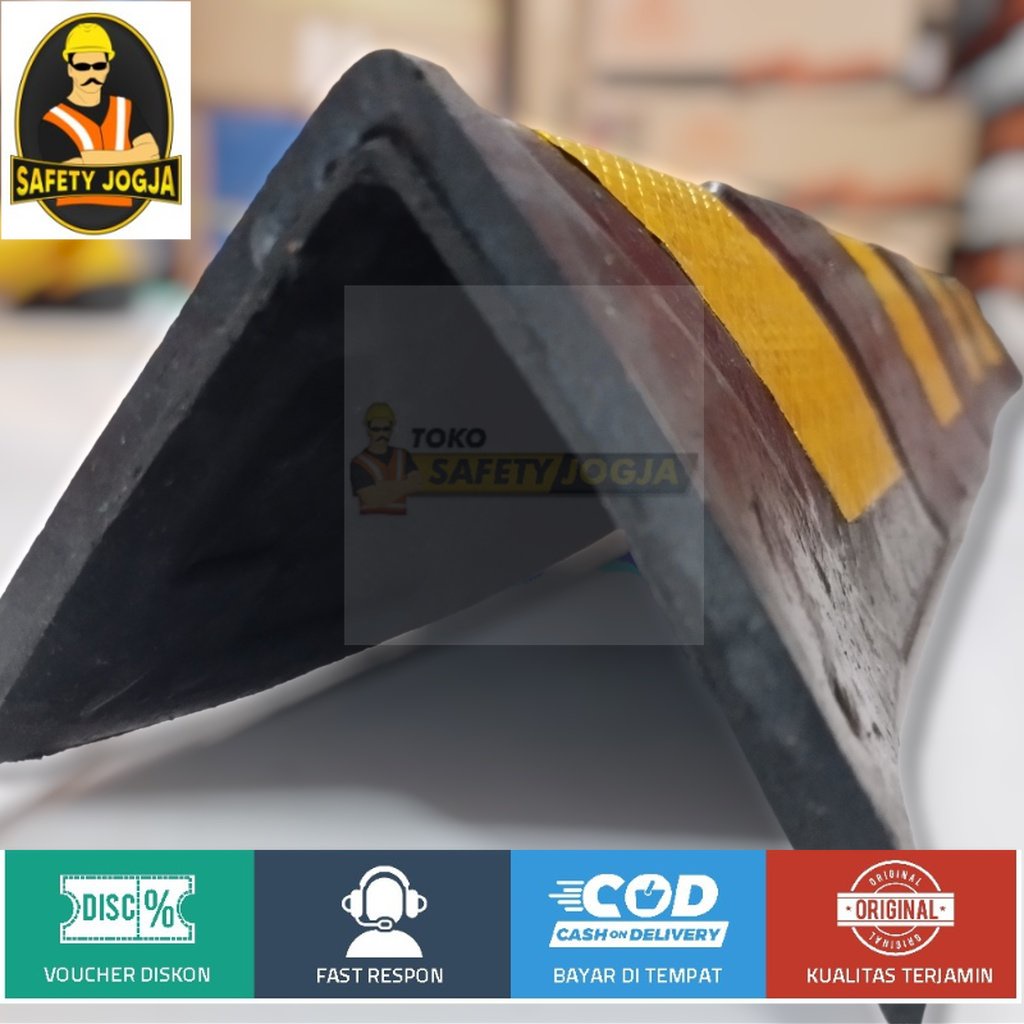 Rubber Corner Guard ATAU KARET Pelindung sudut (tembok) area parkir HITAM KUNING 78CM