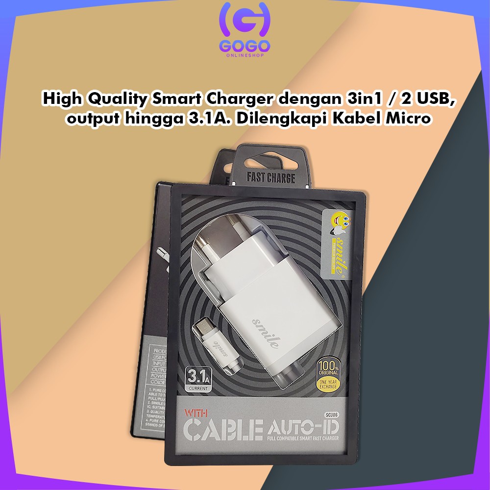 GOGO-C466 Charger Travel Adapter 2 Port USB Fast Charger Colokan USB Fast Charging / Dual USB Pengisi Daya Cepat