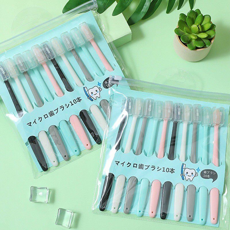 JT - Sikat Gigi Dewasa 1 SET 10 PCS Tavel Toothbrush Double Care Sensitive Soft-Sweet Bee Sikat Gigi Nano Tech Sikat Gigi Medium Import Bahan Lembut Toothbrush Double Care Sensitive
