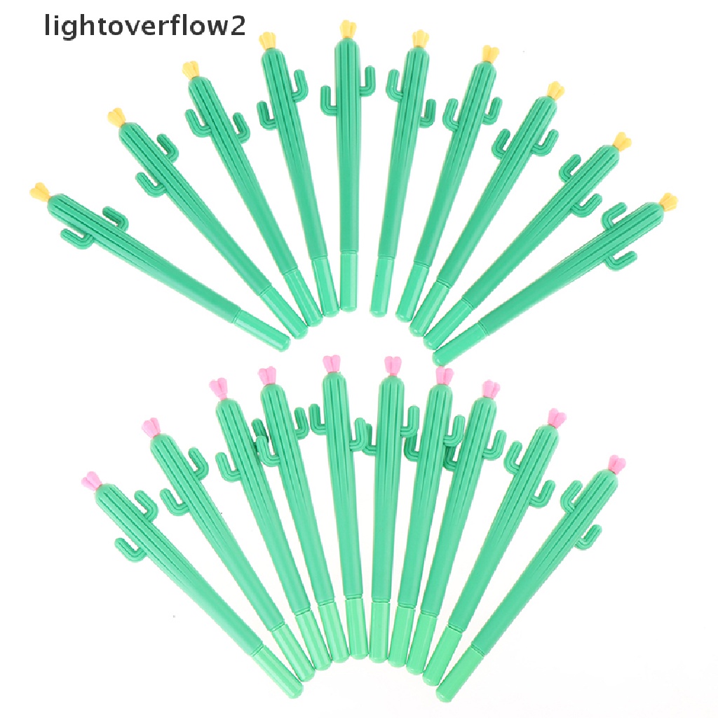(lightoverflow2) 10pcs Pulpen 0.5mm Bentuk Kaktus Untuk Sekolah / Kantor