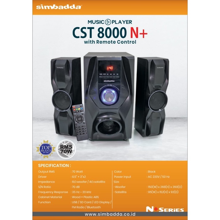 Speaker Speaker Simbadda CST 8000N+Subwoofer Bass Power