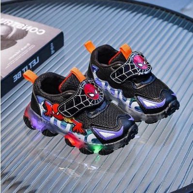 littlekiddoss SH2154 Sepatu Lampu Anak Import Sepatu Sneakers Anak Lampu LED Sepatu Spider 21-30