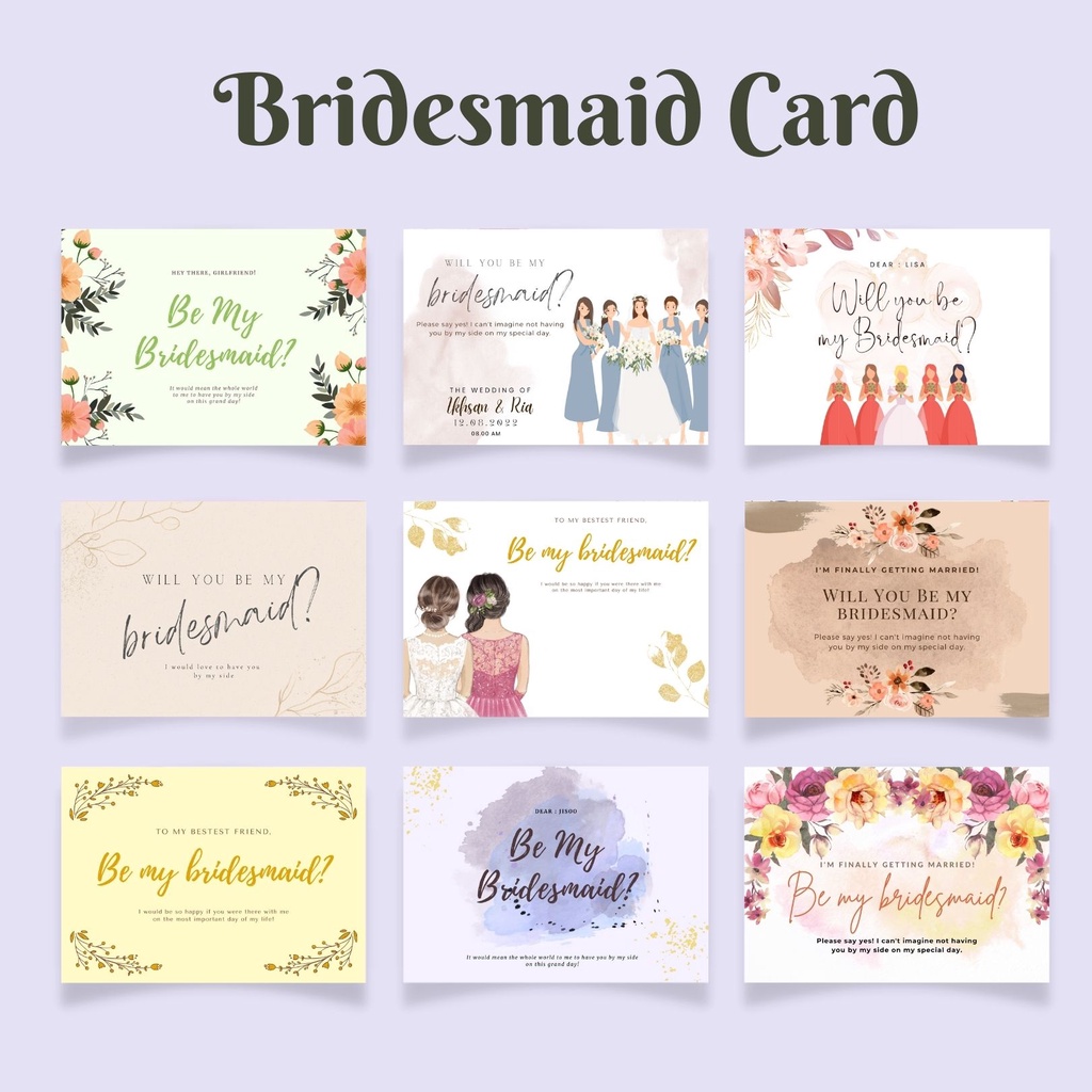 

(COD) bridesmaid card wedding card aesthetic murah UKURAN BESAR DAN TEBAL