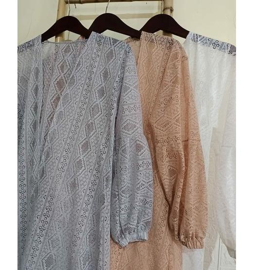 Termurah OUTER BROKAT PANJANG/OUTER BROKAT PREMIUM/CARDIGAN LENGAN BALON/LONGCARDI WANITA