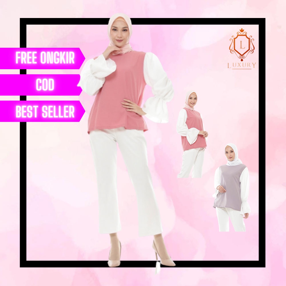 Blouse Hijab Viral Modern Model Kerja Cewek Lebaran Baju Ori Murah Atasan Tunik Setelan Lengan Panja