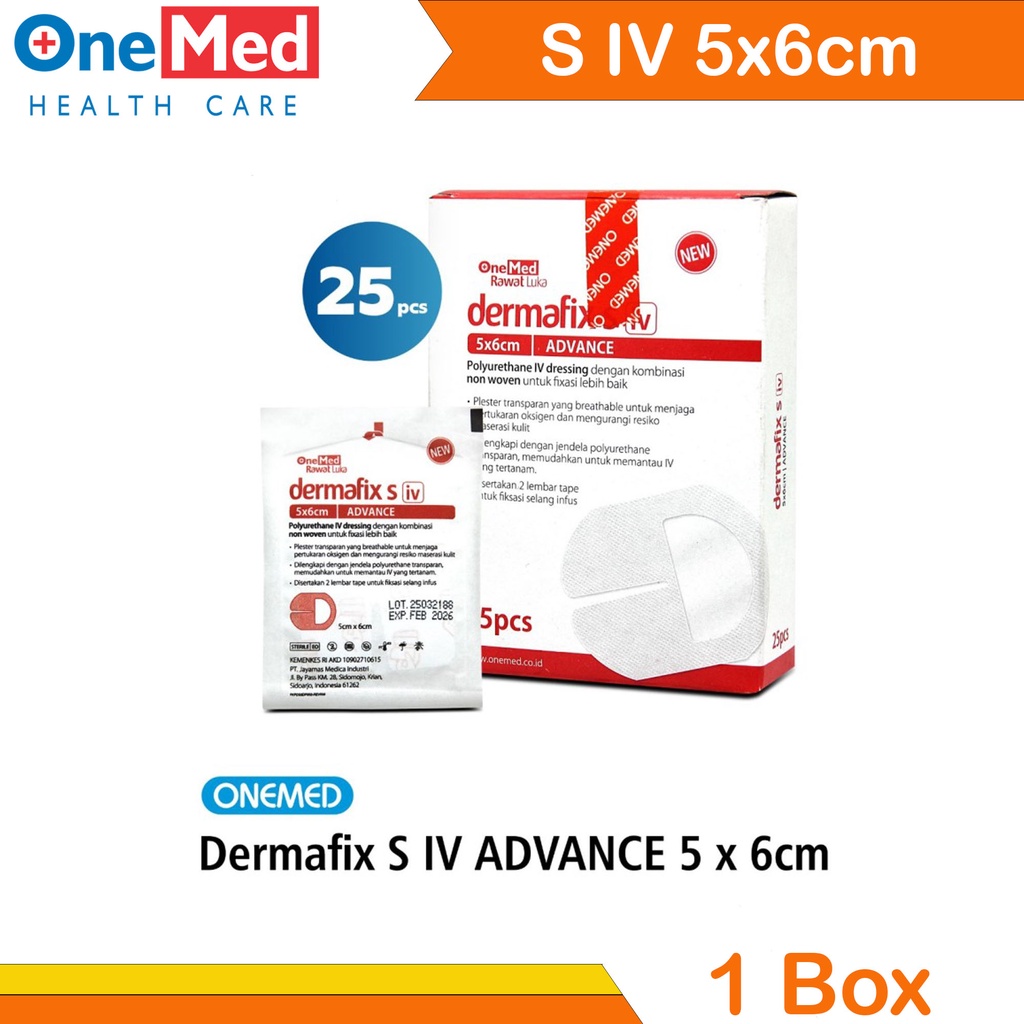 Dermafix S IV Dressing Advance 5 x 6 Cm OneMed box isi 25pcs