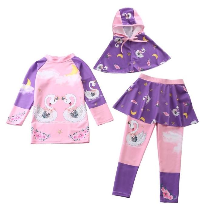 VIRAL Baju Renang Hijab Anak Perempuan Muslim Motif Unicorn Import