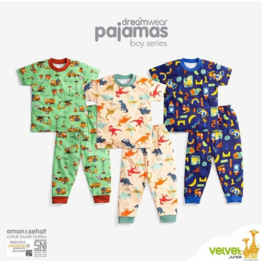 VELVET setelan piyama anak Big Size Velvet Junior 2 3 4 5 6 7 8 9 10 Baju Pendek Celana Panjang