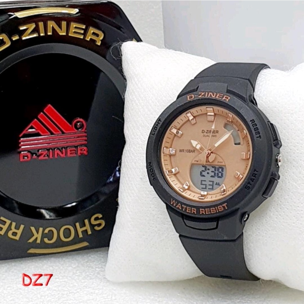 JAM TANGAN WANITA D-ZINER 8260 ORIGINAL ANTI AIR JAM TANGAN DZINER BABY-G BSA B100 DIGITAL ANALOG DUAL TIME RUBBER SPORTY ANTI AIR