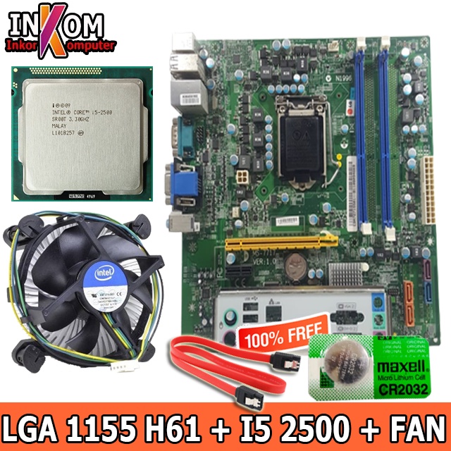 Mainboard Mobo Motherboard LGA 1155 H61 Onboard i5 2500