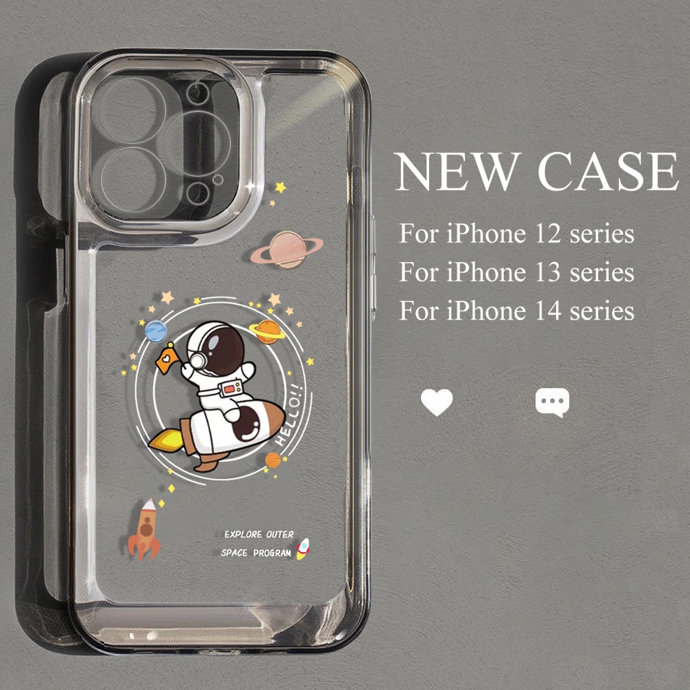 Soft Case TPU Transparan Motif Astronot Untuk iPhone 14 13 12 11 Pro Max XS Max XR X 14 8 7 Plus SE 2020 2022