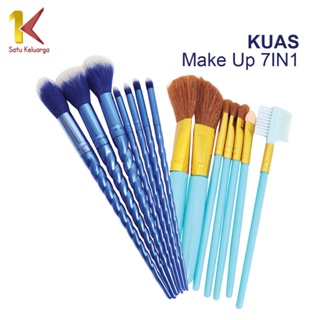 Image of thu nhỏ Satu Keluarga Kuas Make Up 7 in 1 Brush Make Up Set Mini K128 Paket Kuas Set Make Up Cosmetic Travel Free Pouch / Kuas Rias Wajah Model Ulir #0