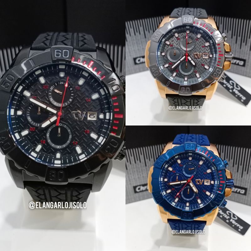 JAM TANGAN PRIA CHRIST VERRA CV C 71153G RUBBER ORIGINAL