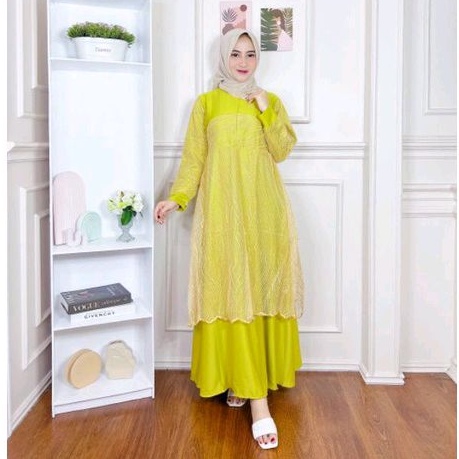 GAMIS MAXMARA LUX MIX BRUKAT ELINA bridesmaid burkat gaun muslimah kondangan wanita seragam hajatan | BAJU DRESS GAMIS BRUKAT | FASHION MUSLIM