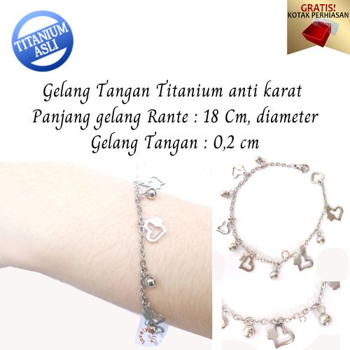 Lovelybutik - Gelang Tangan Titanium Anti Karat Gelang Sofi4 Anti Luntur Model Gandulan Love New