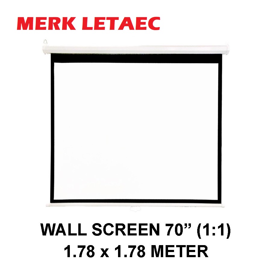 WALL SCREEN PROJECTOR LETAEC GANTUNG 70&quot;x70&quot; LAYAR PROYEKTOR GANTUNG MANUAL
