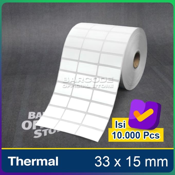 

LABEL BARCODE 33X15 MM 3 LINE STIKER THERMAL 33 X 15 MM CORE 1" INCH