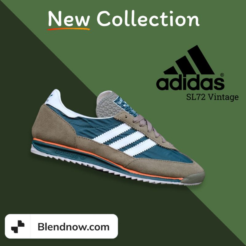 SEPATU PRIA ADIDAS SL72 VINTAGE ORIGINAL GREEN OLIVE SNAEKERS ORIGINAL
