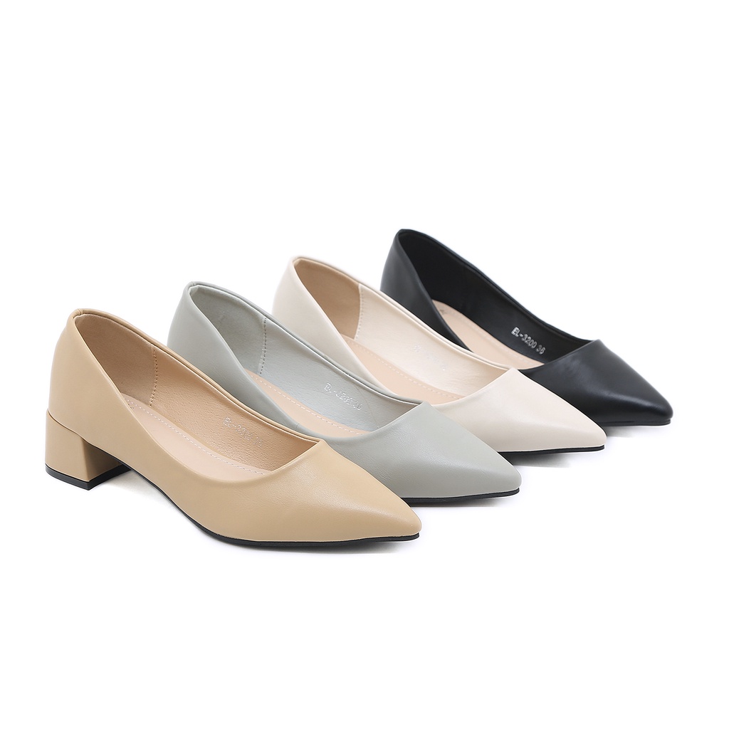 ELLORA EL-3200 Sepatu Kerja Hak Chunky Wanita Import 3.5cm