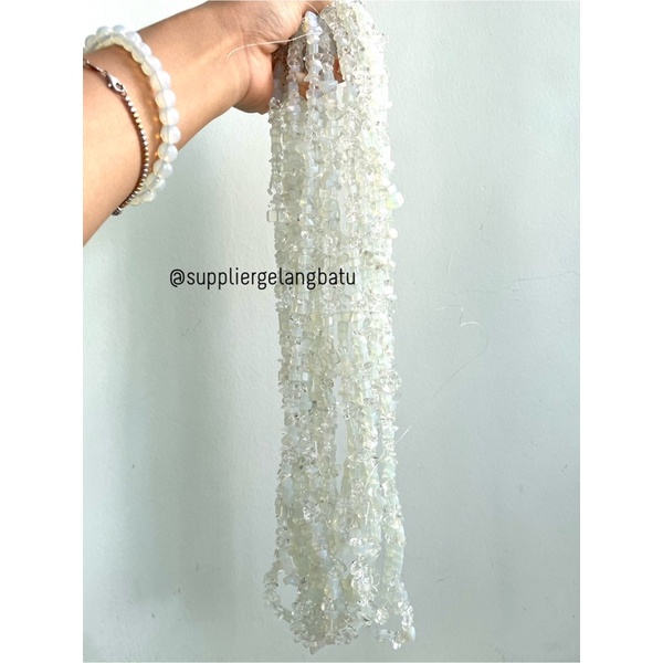 kerikil batu alam moonstone putih white opalite renceng 1cm akik