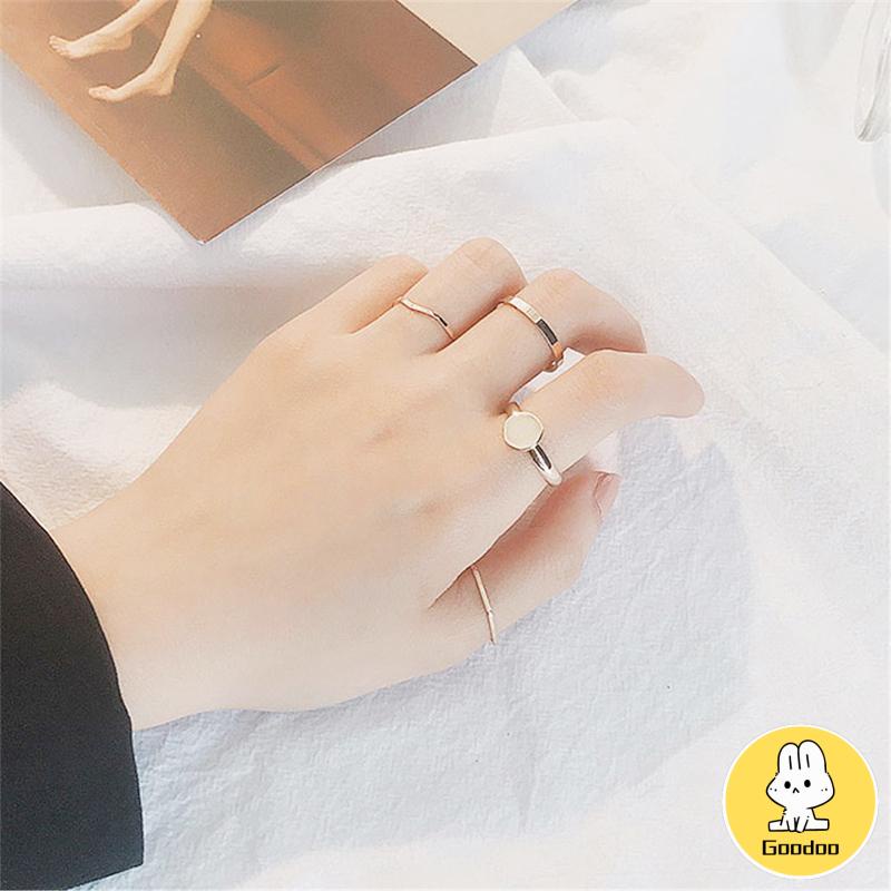 5Pcs / Set Fashion Cincin Tidak Beraturan Logam Gelombang Sederhana Yang Dipersonalisasi -Doo