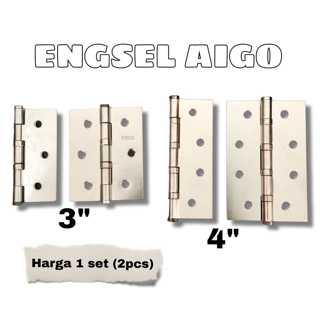 Engsel Pintu Jendela Proyek Tipis Rumah Solid Brass Hinges Chrome AIGO MURAH OBRAL