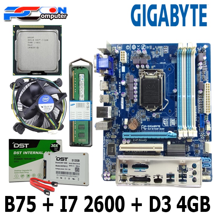 Paket Mainboard Mobo Motherboard B75 Dengan processor i7