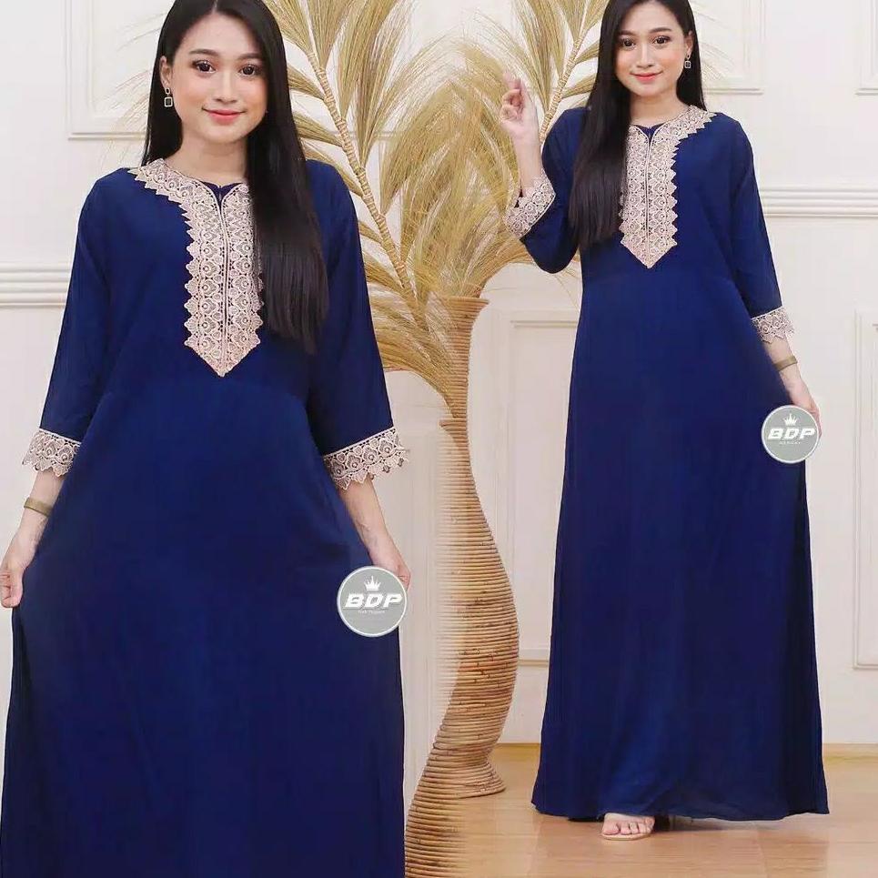 Daster Arab Lengan 3/4 Renda Jumbo Arabian Panjang Rayon Kerut Pendek Turki MurahLD 120 {VI.18Oc22y}