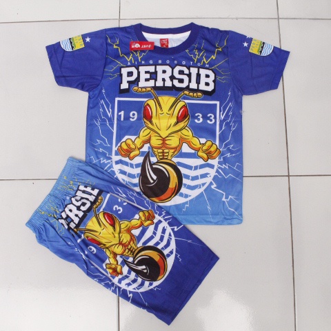 setelan baju bola anak persib suporter/ baju kaos bola anak persib suportetr printing