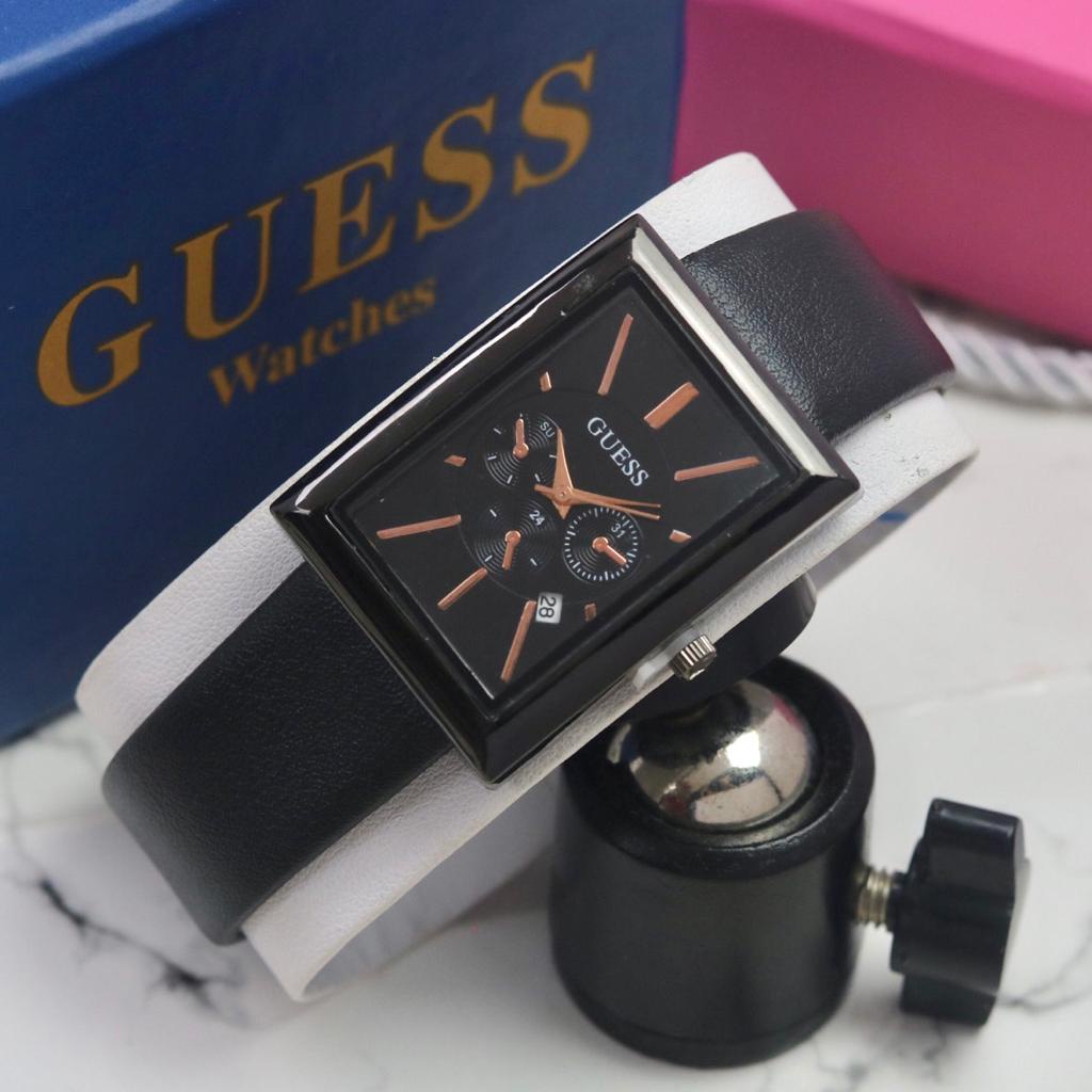 BEST SELLER JAM TANGAN WANITA GUESS O70 TALI KULIT CHRONO HIASAN TANGGAL AKTIF DM 3.0CM FREE BOX &amp; BATERAI || JAM TANGAN FASHION WANITA JAM TANGAN CEWEK MURAH