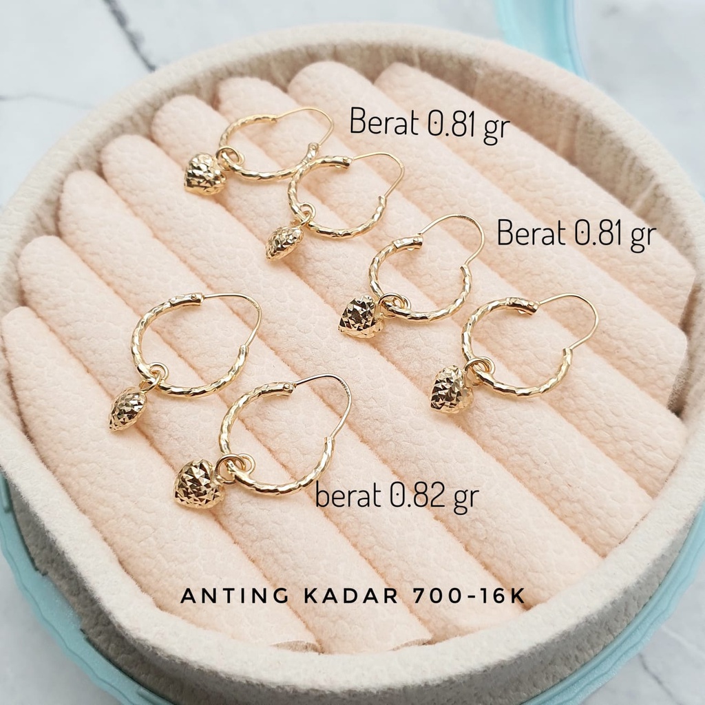 Anting Ring ANAK DEWASA 70% suntik variasi mainan PERHIASAN EMAS ASLI kadar 16k 700 warna poles