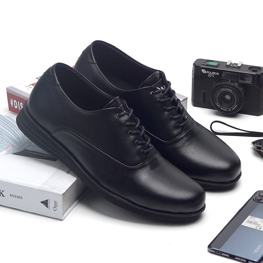 RAGAZZO BLACK |ManNeedMe x RAN| Sepatu Pantofel Pria Formal Oxford Shoes ORIGINAL SOL DIJAHIT