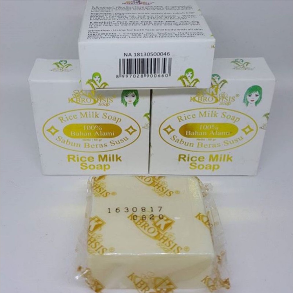 Beli 1 GRATIS 1 - Sabun Beras Susu K Brothsis ORIGINAL BPOM Halal Rice Milk Soap / Sabun Beras Susu Thailand Pemutih Badan / Sabun Muka Glowing dan Putih Sabun Mandi Batangan / Sabun Wajah Glowing Permanen Cuci Muka Sabun Pemutih Kulit Ketiak Selangkangan