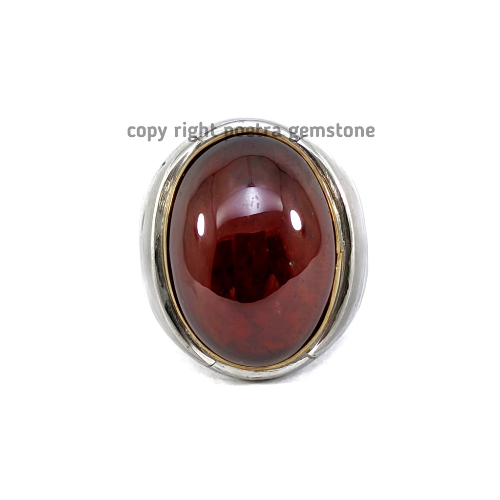 Natural Batu Akik Red Baron No Dyed Ring Monel RB02