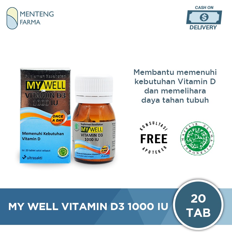 My Well Vit D3 1000 IU 20 Tablet - Suplemen Vitamin D 1000 IU