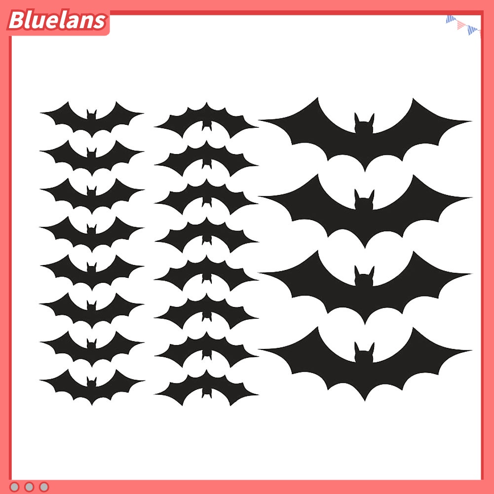 20 Pcs Stiker Dinding Decal Desain Kelelawar Halloween Tahan Air Dapat Dilepas Untuk Dekorasi Rumah