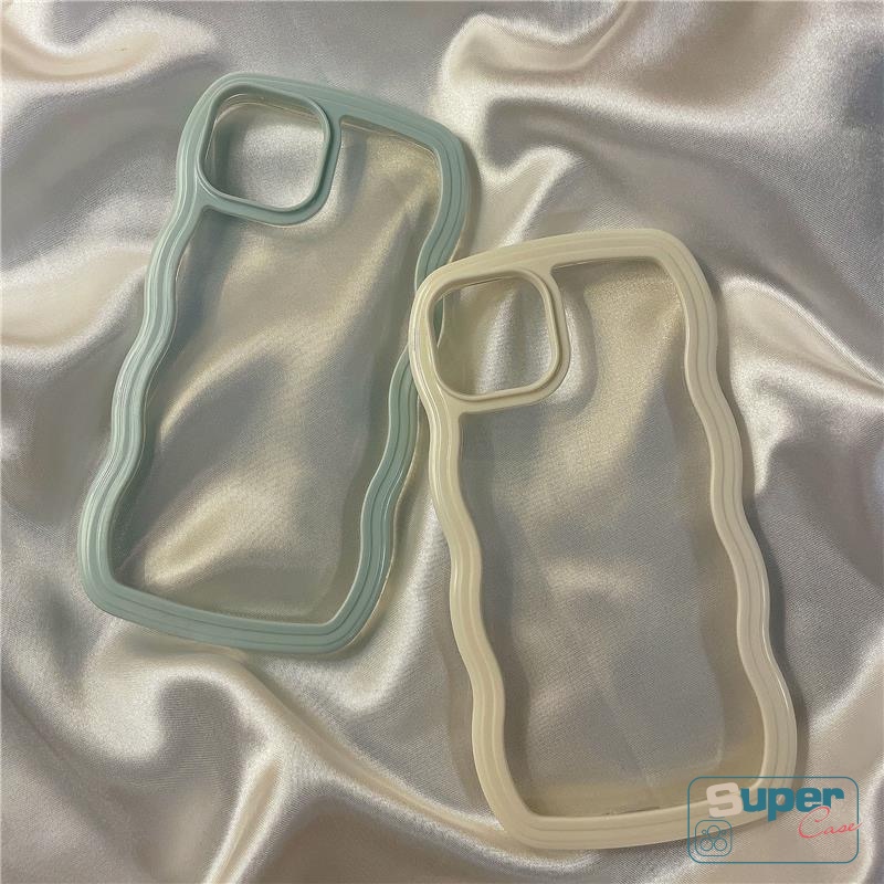 Simple Case OPPO A17 A95 A15 A96 A16K A78 A17K A55 A16 A57 Reno8T A54S A12 A74 A76 A54 A5s A3s A12E A7 A16E A53 A5 A9 A31 A52 A11K Macaron Warna Permen Bening Lembut Bergelombang Edge Case