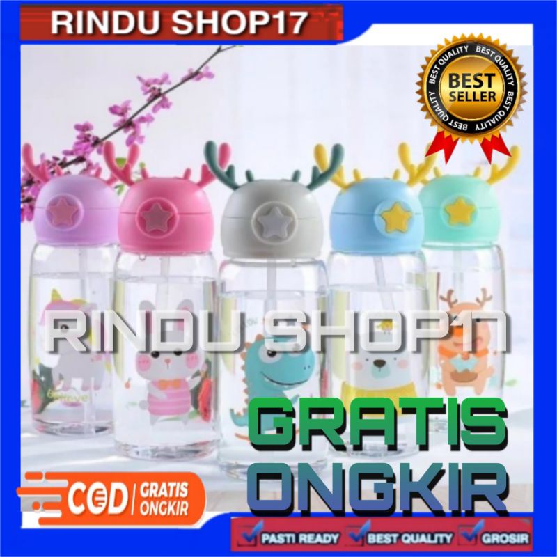 (RS)BOTOL MINUM ANAK 700ML TANDUK RUSA MOTIF ANIMAL BINATANG HEWAN LUCU IMUT 700 ML 0.7L 0.7 L