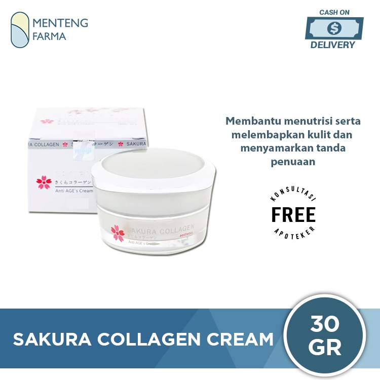 Sakura Collagen Anti AGE's Cream 30 Gr - Krim Anti Penuaan Kulit Wajah