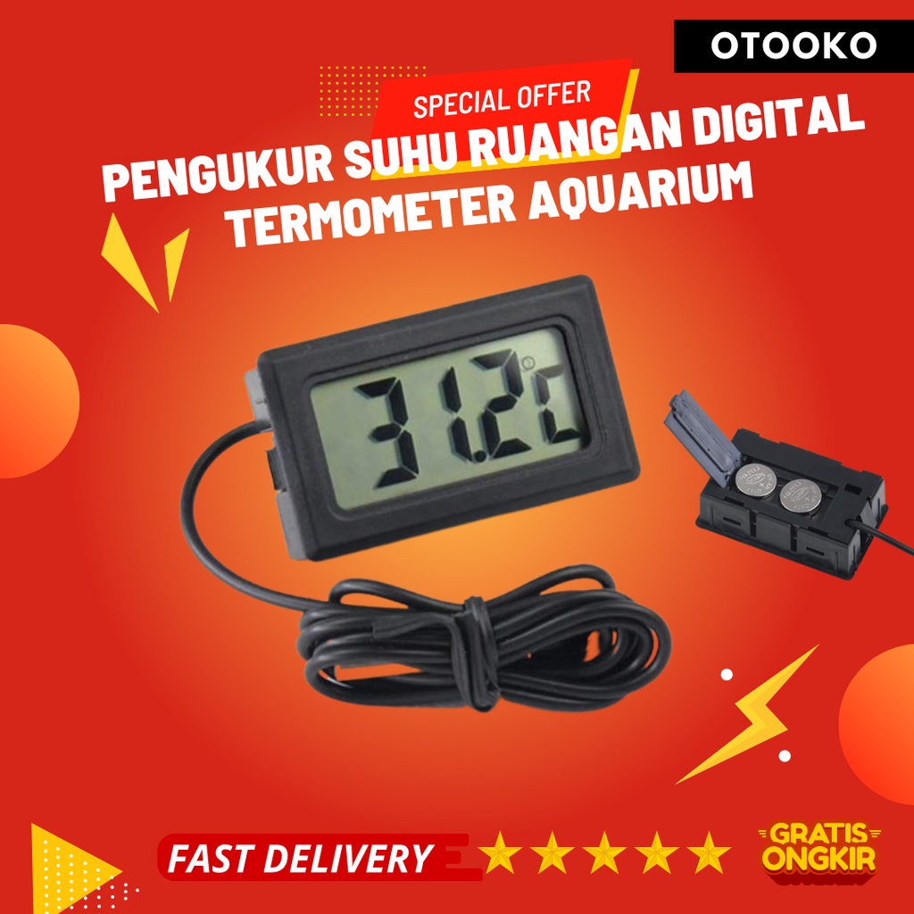 Alat Pengukur Suhu ruangan Digital Termometer thr Air Ikan Aquarium Aquascape Outdoor Termometer Suhu Ruangan waterproof Thermometer Digital Mini Kolam Tubuh Kulkas