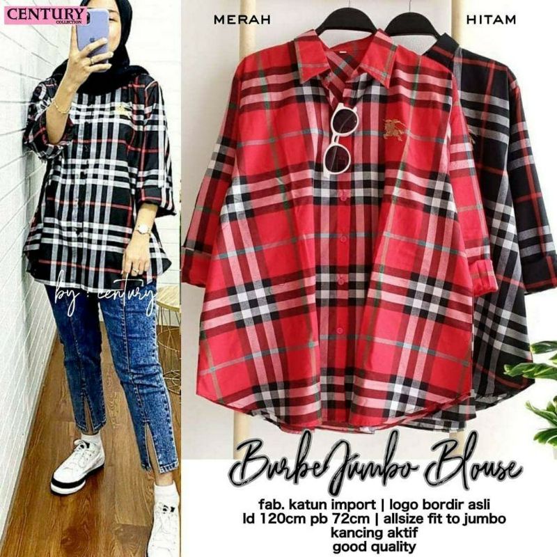 Burbe Jumbo Blouse, BLOUSE JUMBO WANITA CANTIK MODIS FIT XXXL LD 122 BAHAN KATUN IMPORT MIX BORDIR TERMURAH OVERSIZE