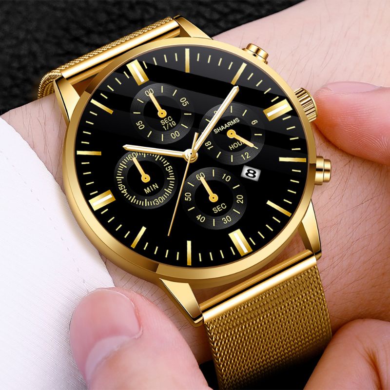 Jam Tangan Pria Dewasa Anti Air Original SHARMS Pria Strap pasir tipis Kalender Model Kasual Cowok